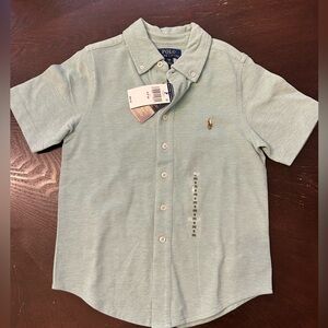 NWT Ralph Lauren Mesh Polo Shirt Button Down Boys S/8